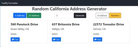 Random California Address .